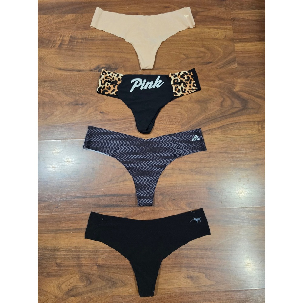 NEW Seamless Thong Underwear 4 Pack size small (3 PINK, 1 Adidas)